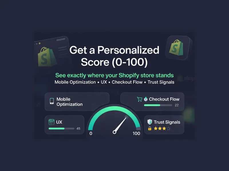 Shopify conversion audit report showing health score, benchmarks, and actionable CRO recommendations