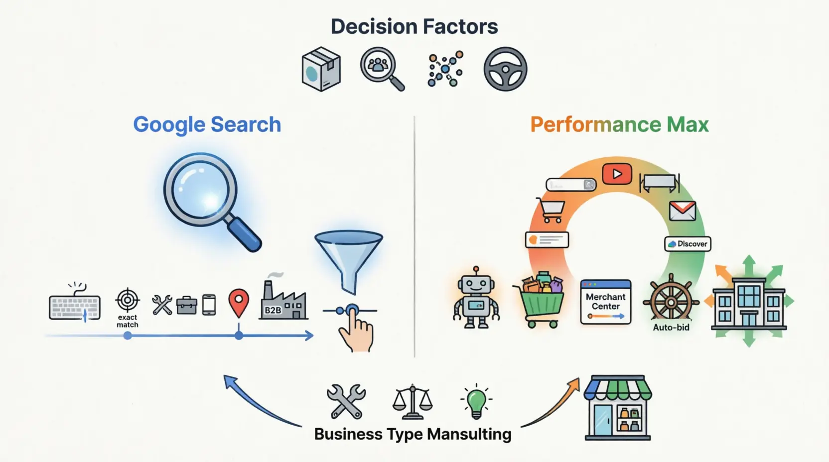 Google Search vs Performance Max campaign comparison