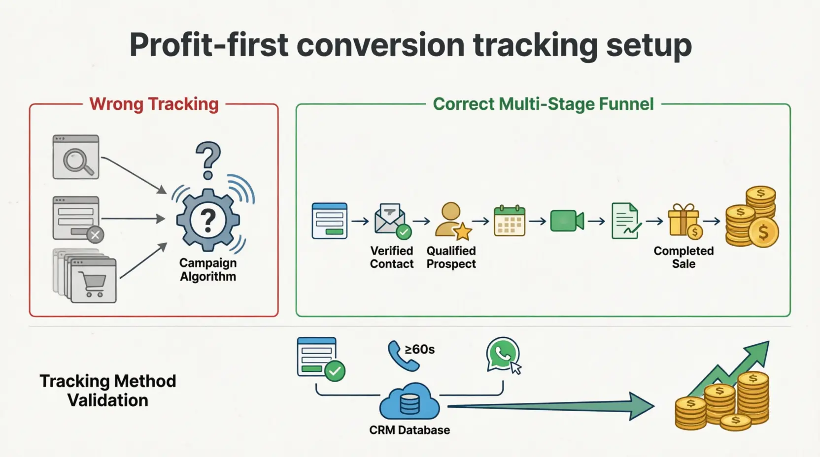 Conversion tracking across the full customer journey from ad click to closed sale