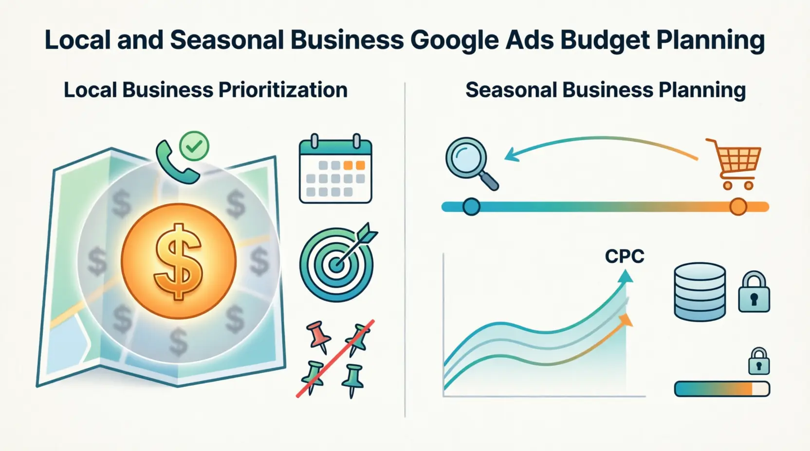 Seasonal budget planning chart showing research and peak sales periods